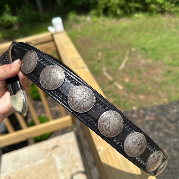 Vintage Appaloosa Leather Belt w/19 Walking Liberty & Eagle Silver Half Dollars main image 4